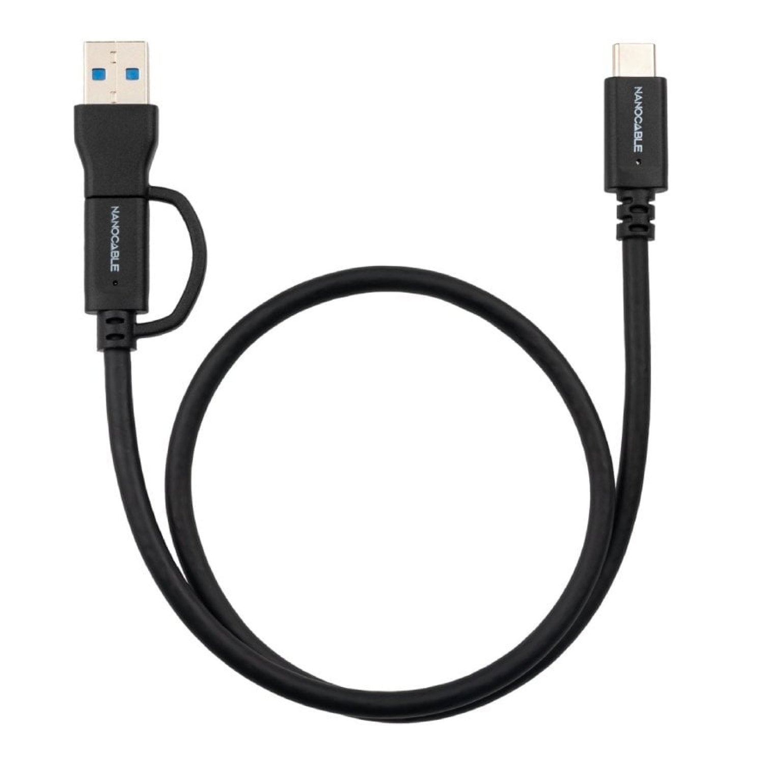 Nanocable · Cable USB 3.2 Tipo-C · 60W · 10Gbps · 1m · Negro