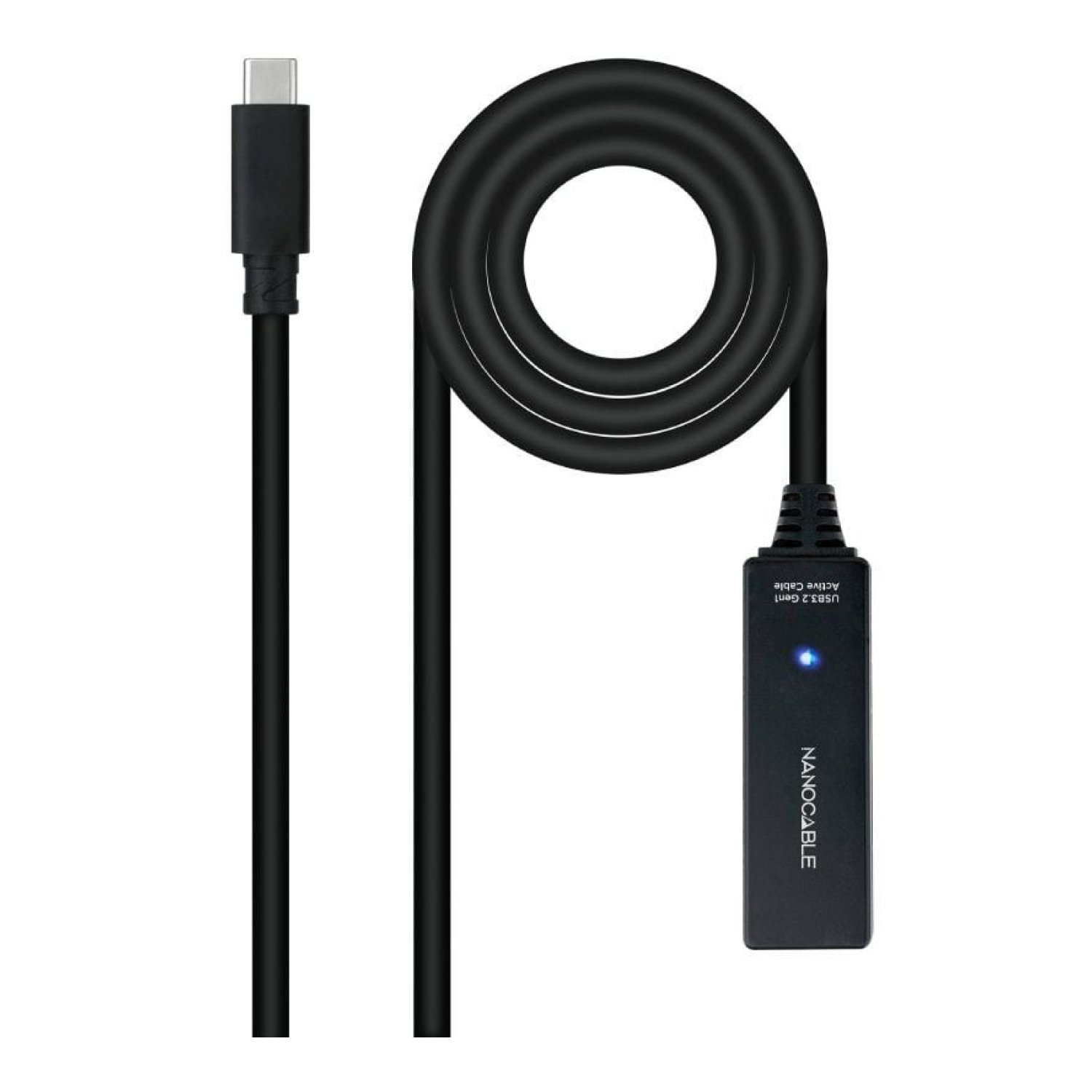 Nanocable · Cable Alargador USB Tipo-C 3.2 · 5m · Macho-Hembra · Negro