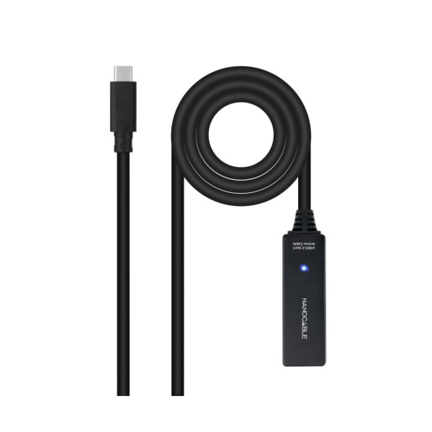 Nanocable · Cable Alargador USB Tipo-C 3.2 · 5m · Macho-Hembra · Negro