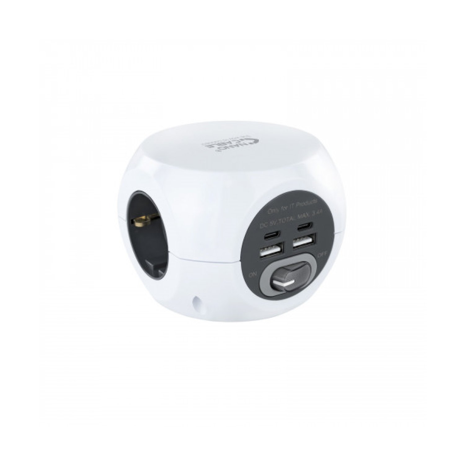 Nanocable · Regleta 3 Tomas · 2 USB + 2 USB-C · Cable 1,4m · Blanca