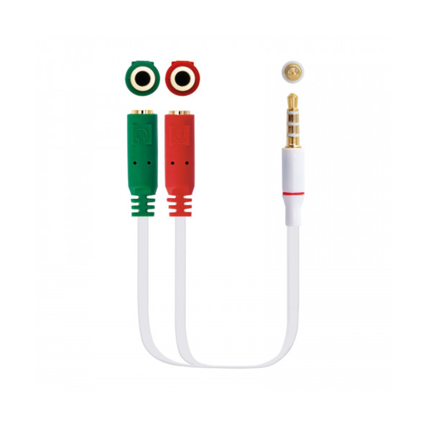 Nanocable · Cable Estéreo Jack 3.5 · Macho a 2x Hembra · 20cm · Blanco
