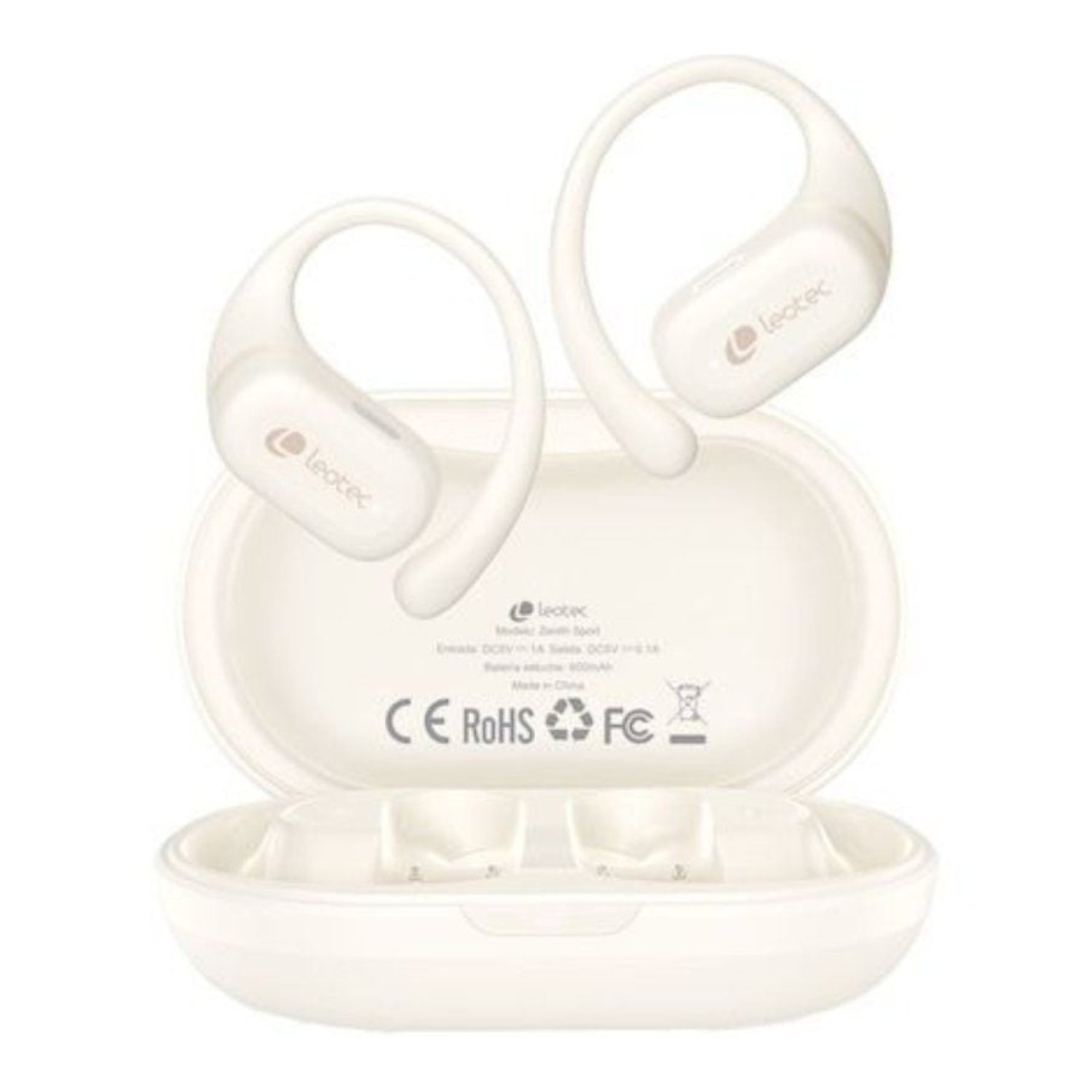 Leotec Open Air Zenith Sport · Auriculares Bluetooth · Estuche Carga · 6,5h Autonomía · Beige