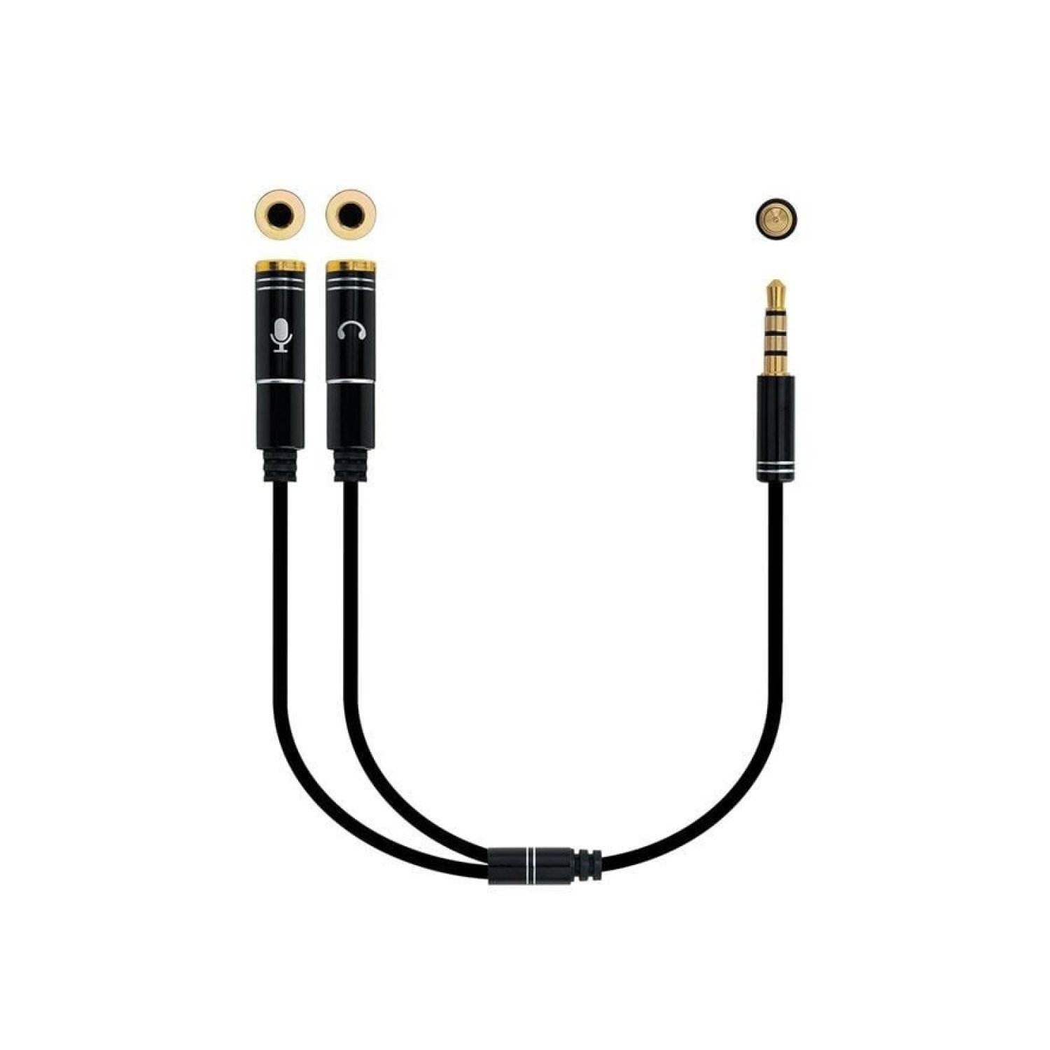 Nanocable · Cable Estéreo Jack 3.5 · Macho a 2x Hembra · 30cm · Negro