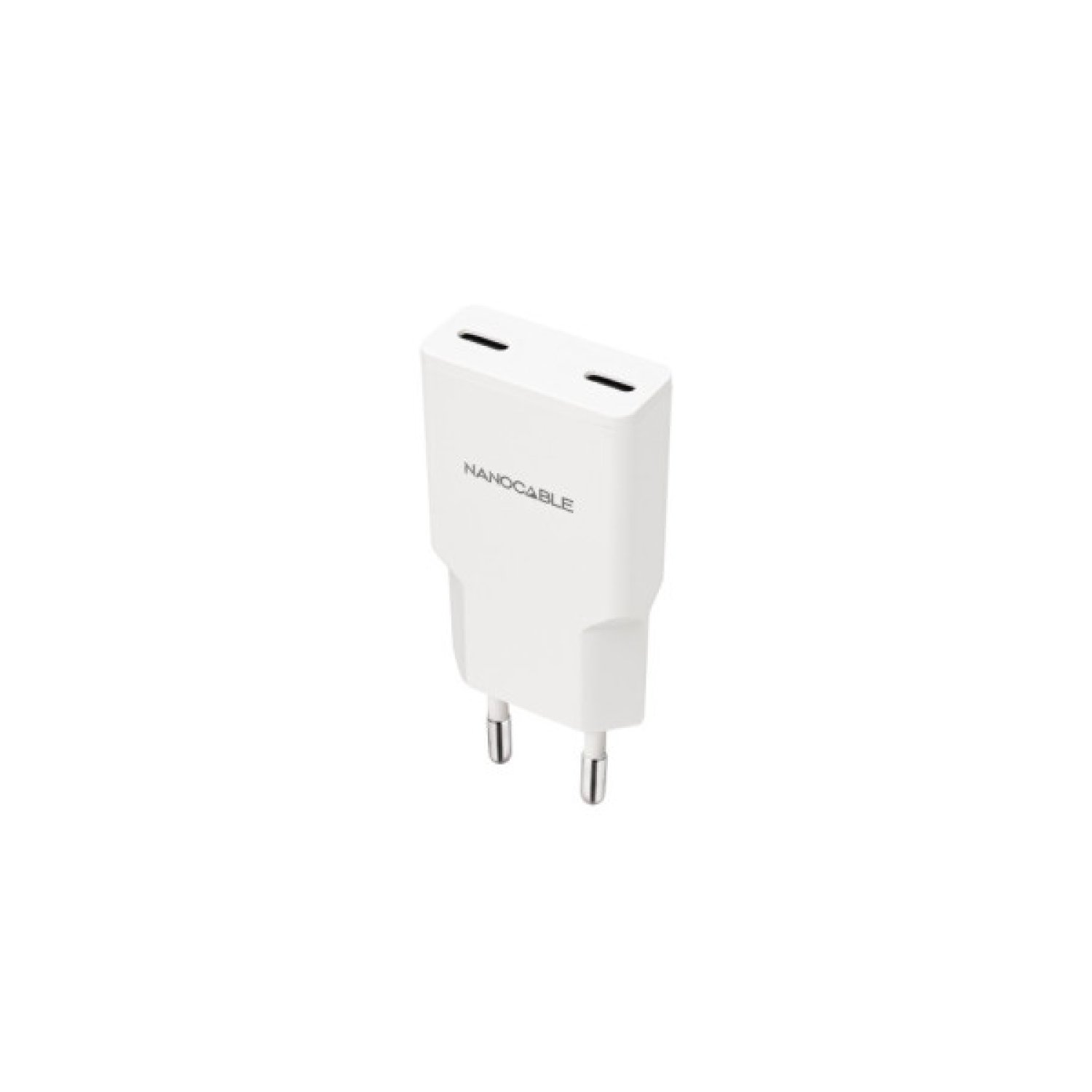Nanocable Cargador Pared · 2x USB Tipo-C · 25W · Blanco