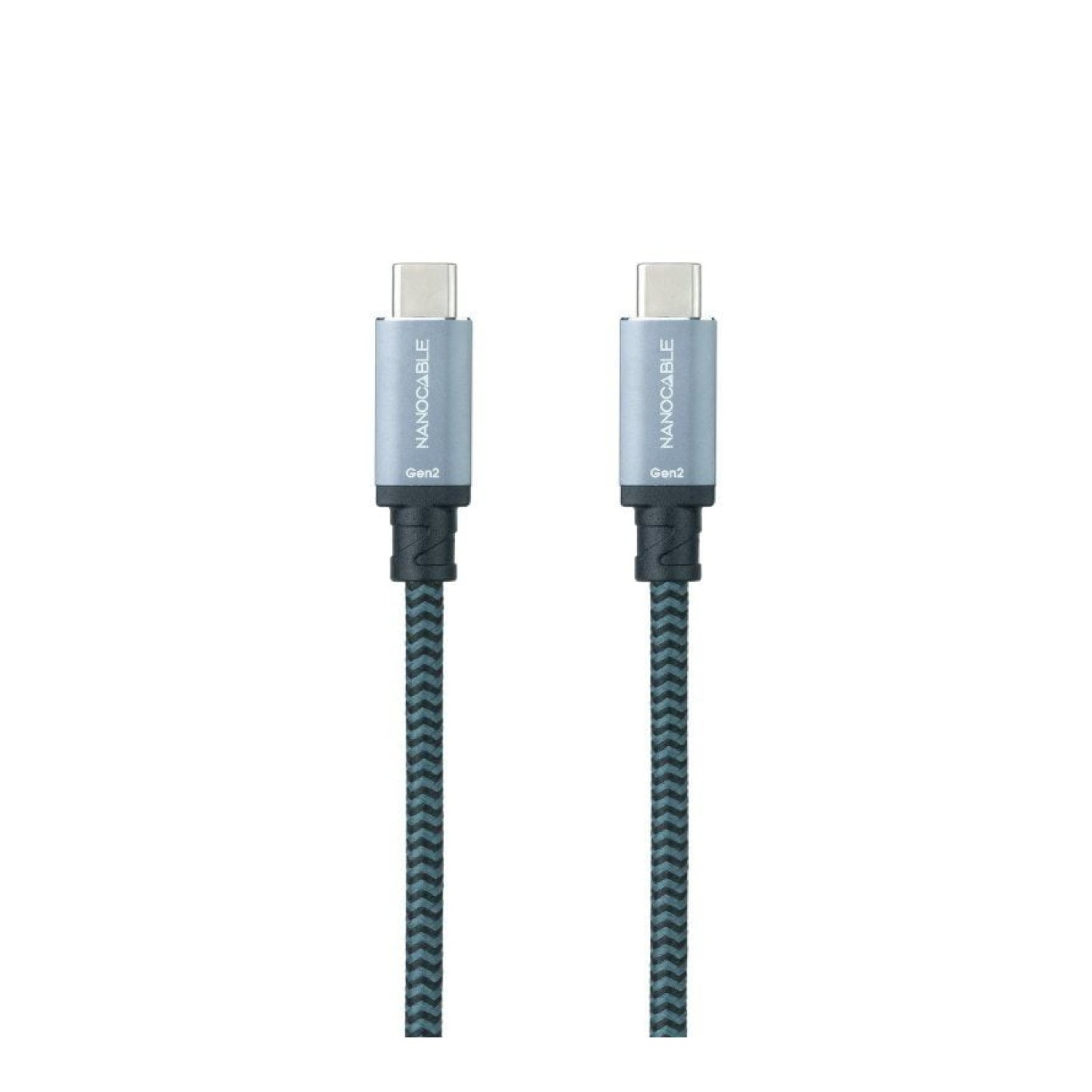 Nanocable · Cable USB 3.1 Tipo-C · 2m · 100W · 10Gbps · Gris y Negro