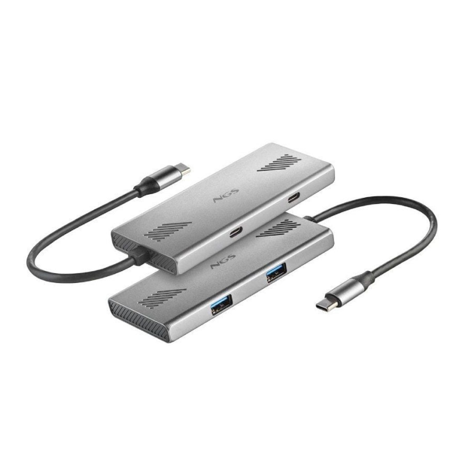 Hub USB Tipo-C NGS WonderDuo-C / 2xUSB/ 2xUSB Tipo-C/ Gris