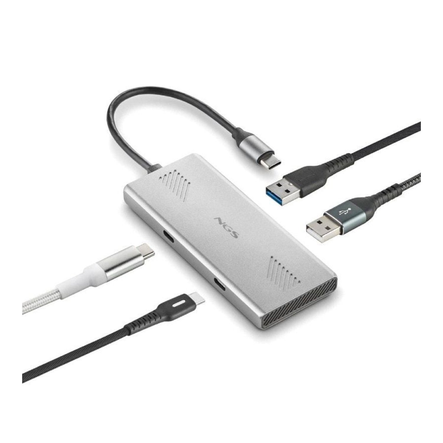 Hub USB Tipo-C NGS WonderDuo-C / 2xUSB/ 2xUSB Tipo-C/ Gris