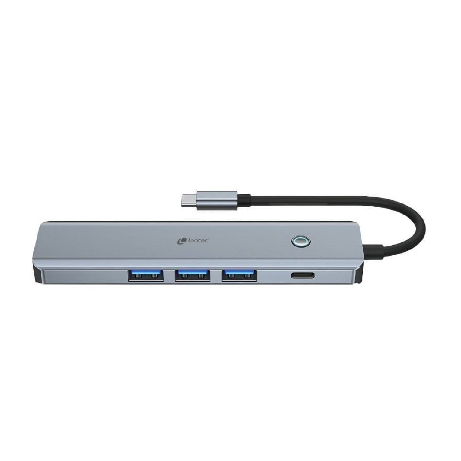 Leotec Docking USB Tipo-C · 3 USB + 1 USB-C PD · HDMI 4K · Gris