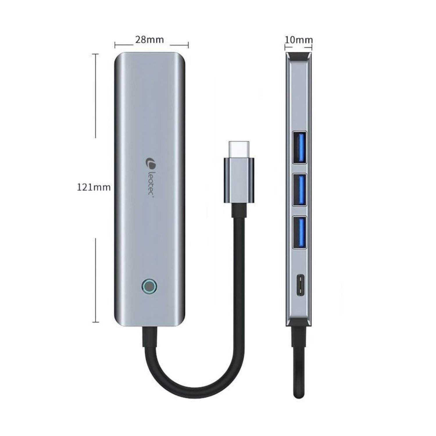 Leotec Docking USB Tipo-C · 3 USB + 1 USB-C PD · HDMI 4K · Gris