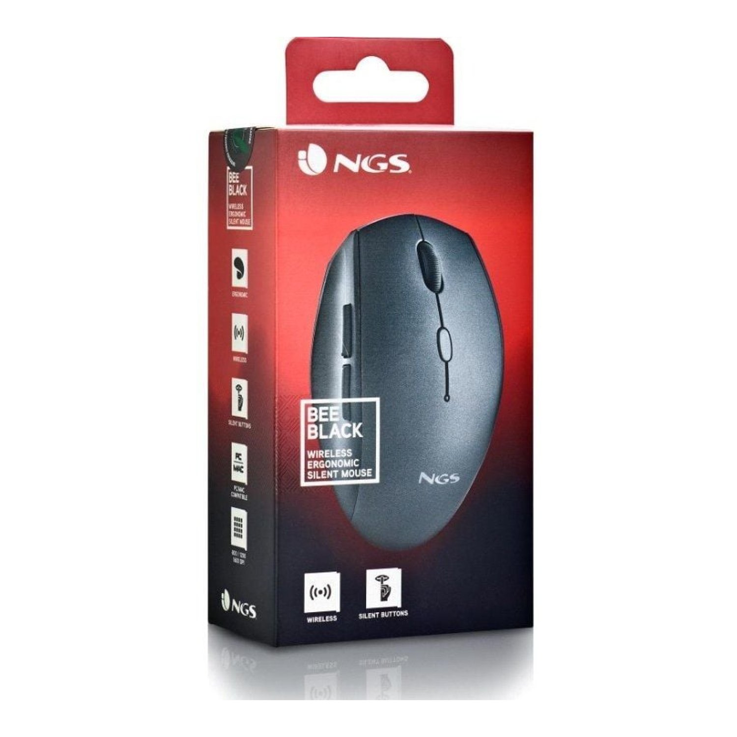 NGS Bee Black · Ratón Inalámbrico · 1600 DPI