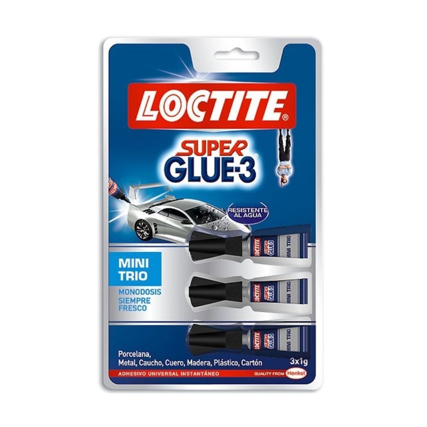Loctite Super Glue-3 Mini Trio · 3 tubos de 1g · Adhesivo Instantáneo