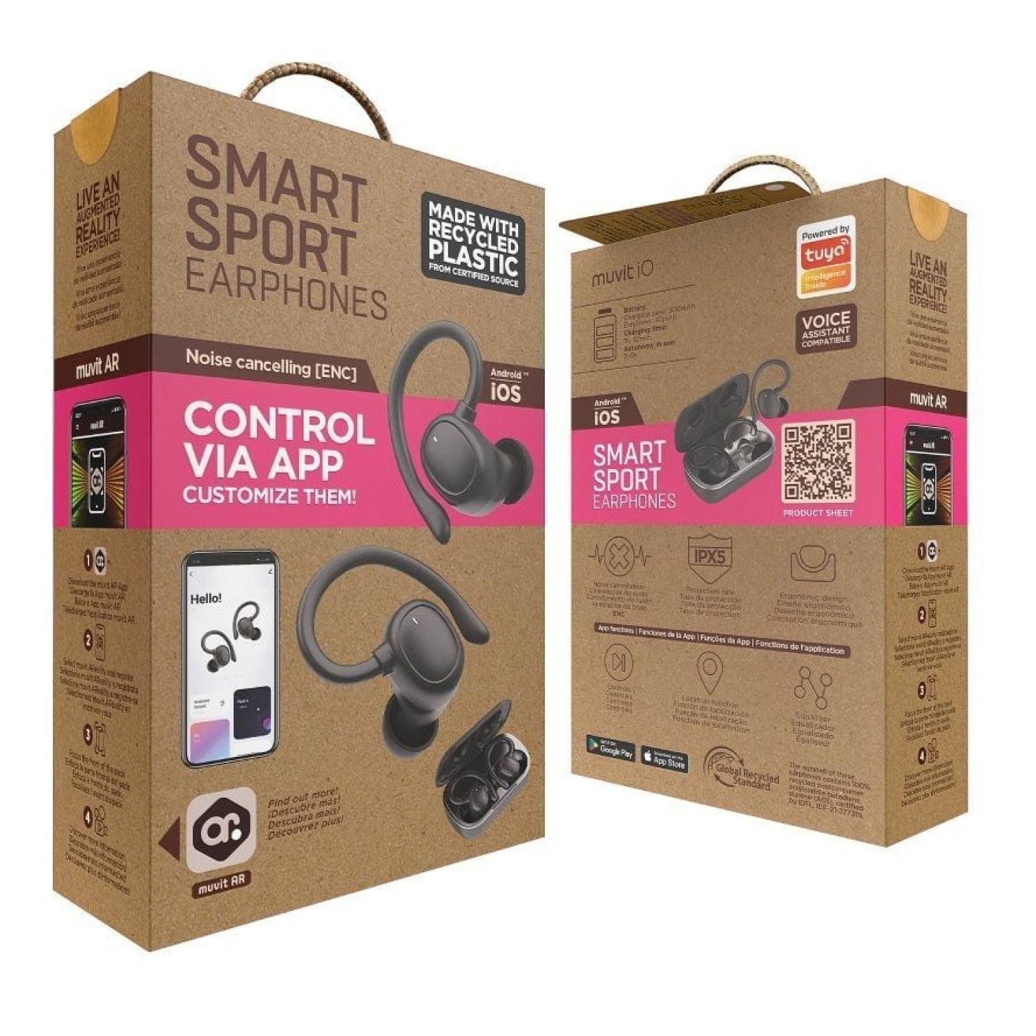 Muvit iO Smart · Auriculares Bluetooth Deportivos · True Wireless · ENC · 6h Autonomía · Negro
