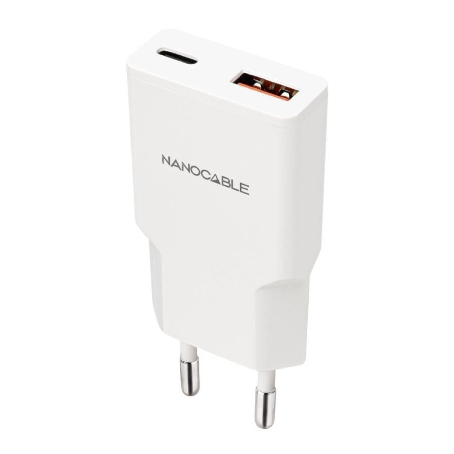 Nanocable · Cargador de Pared 30W · 1 USB-C + 1 USB-A · Blanco