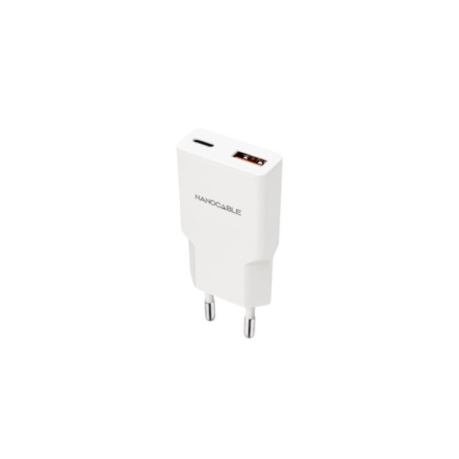 Nanocable · Cargador de Pared 30W · 1 USB-C + 1 USB-A · Blanco