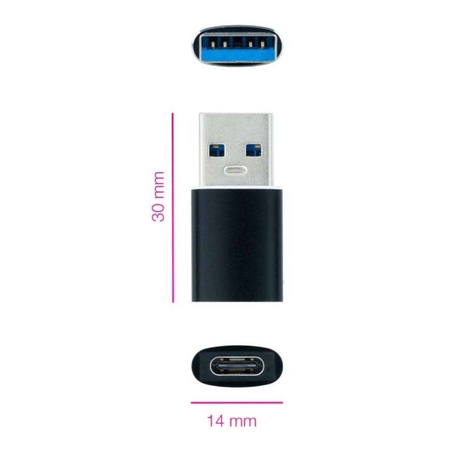 Nanocable · Adaptador USB 3.1 · USB Macho a Tipo-C Hembra