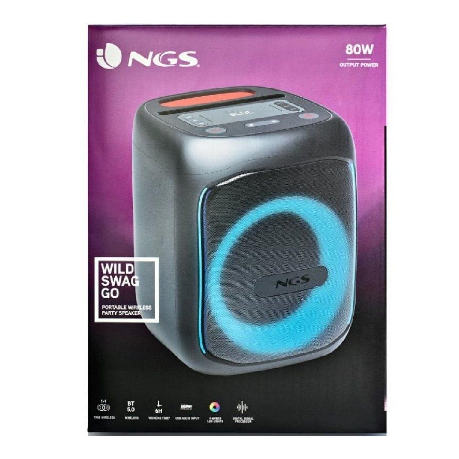 NGS Wild Swag Go · Altavoz Bluetooth Portátil · 80W · Mono