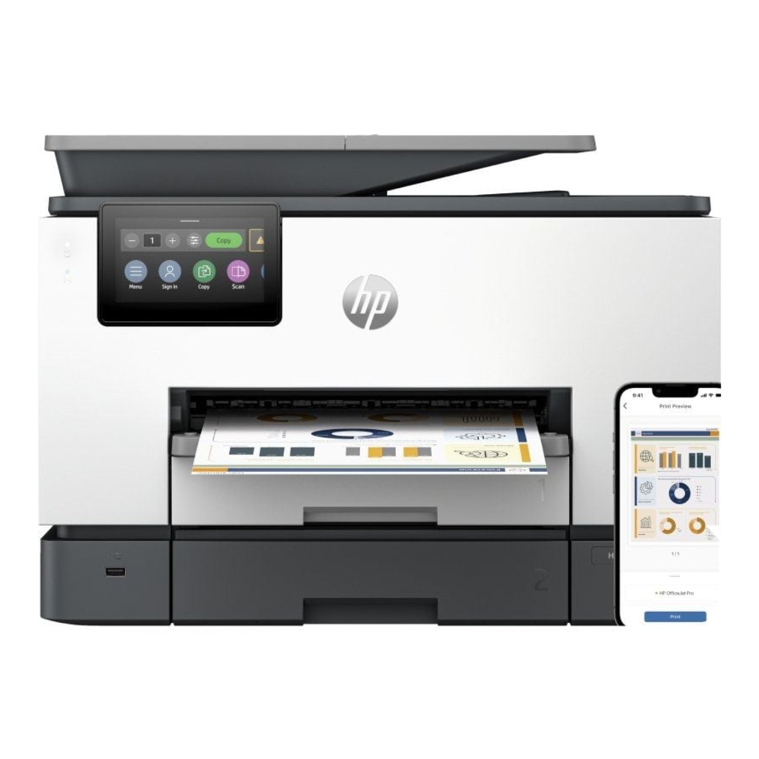 HP OfficeJet Pro 9130b · Multifunción WiFi · Fax · Dúplex · ADF · Blanca
