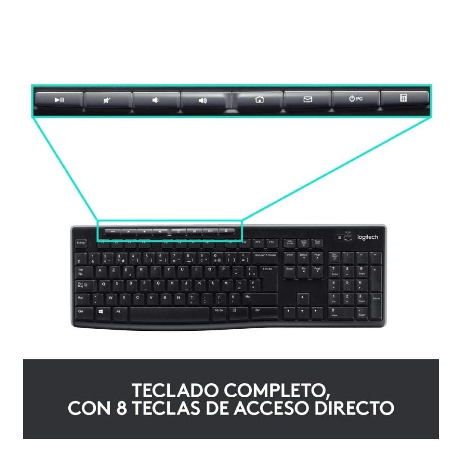 Logitech MK270 · Teclado y Ratón Inalámbricos · Conexión USB 2.4GHz