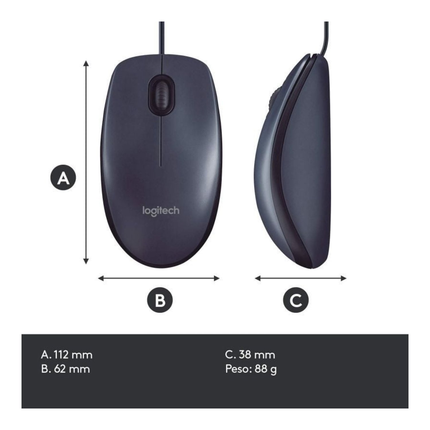 Logitech B100 · Ratón óptico · 800 DPI