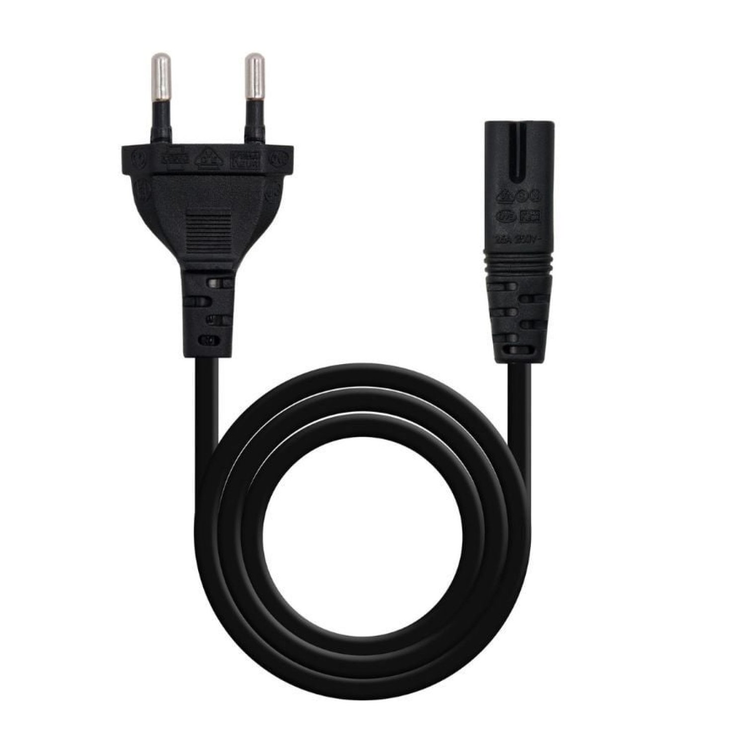 Nanocable · Cable Alimentación Forma 8 · CEE7/16 a C7 · 2m · Negro