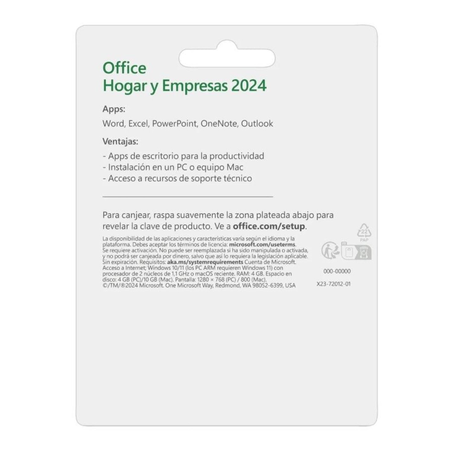 Microsoft Office Hogar y Empresas 2024 · 1 Usuario · Licencia Perpetua