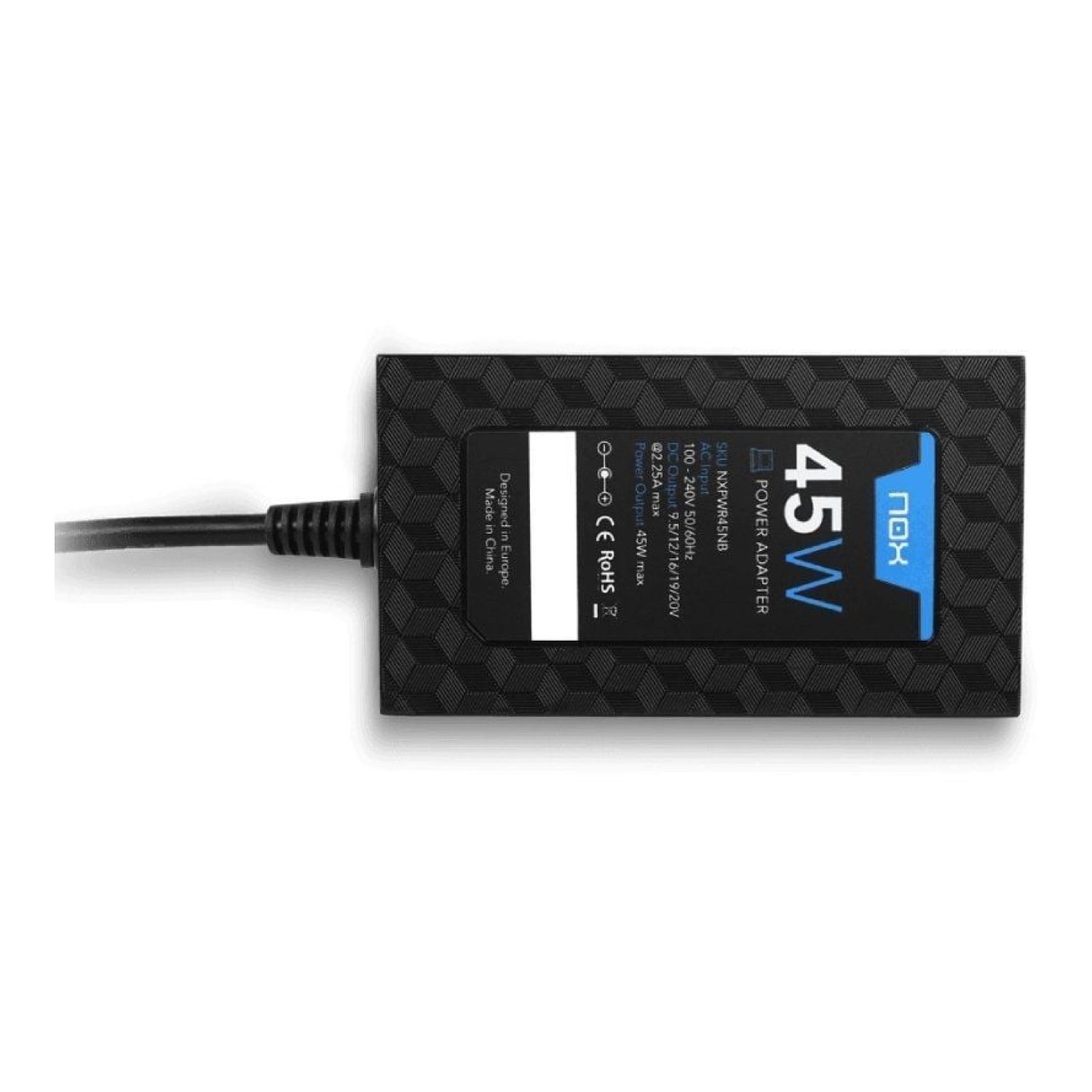 NOX Cargador Portátil · 45W · 9 Conectores · Voltaje 9-20V · Automático