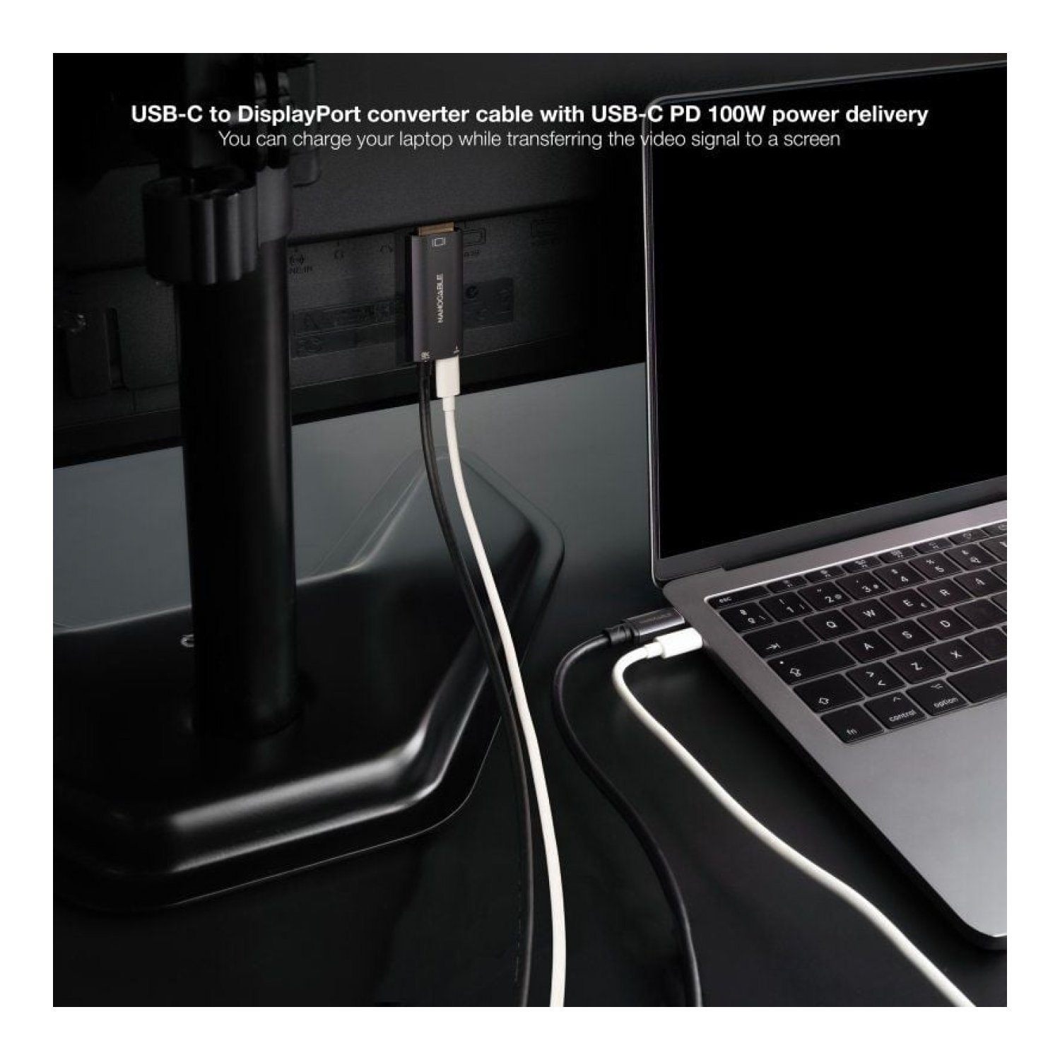 Nanocable · USB-C a DisplayPort 8K · 100W · 1,8m · Gris