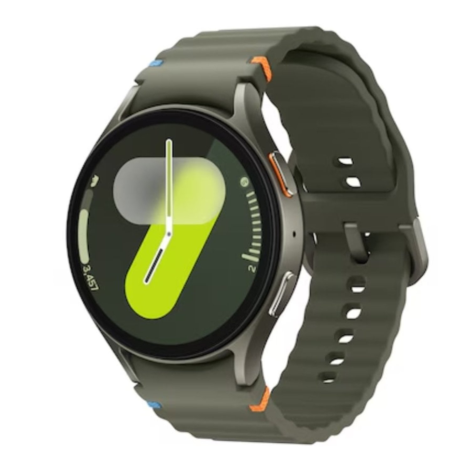 Samsung Galaxy Watch 7 · GPS · Notificaciones · Monitor Cardíaco · Verde