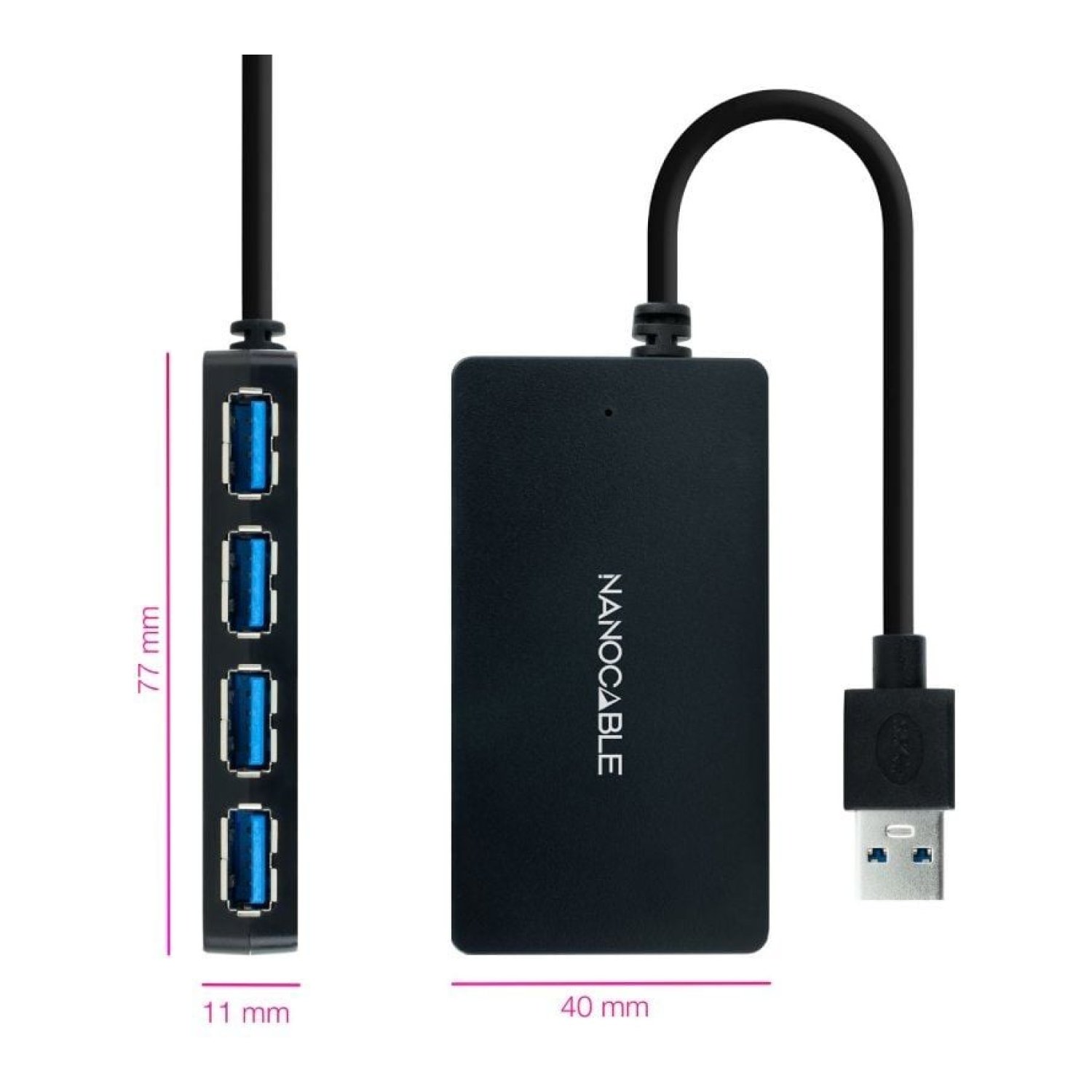 Nanocable Hub USB 3.0 · 4 Puertos USB · Conexión Rápida