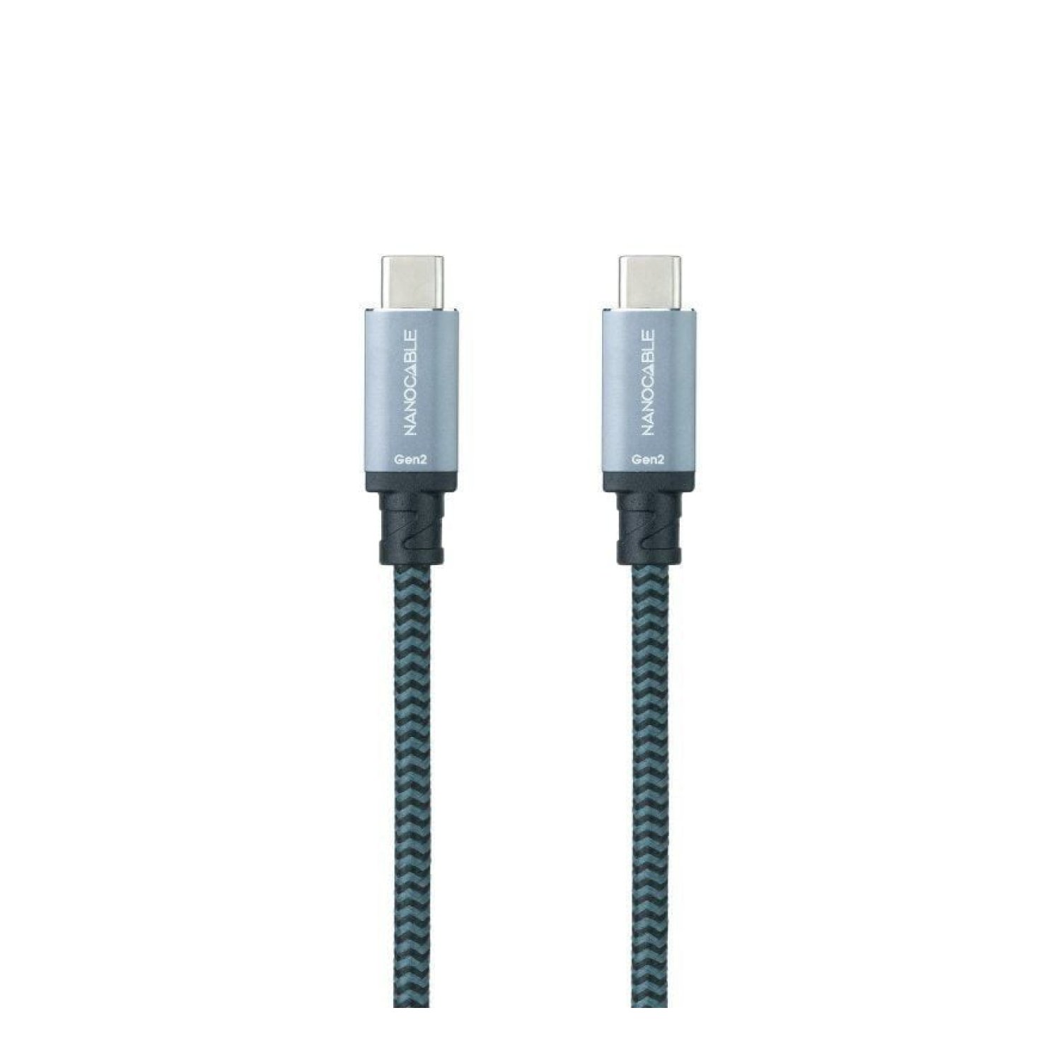 Nanocable · Cable USB-C a USB-C · 20Gbps · 100W · 3m · Gris y Negro