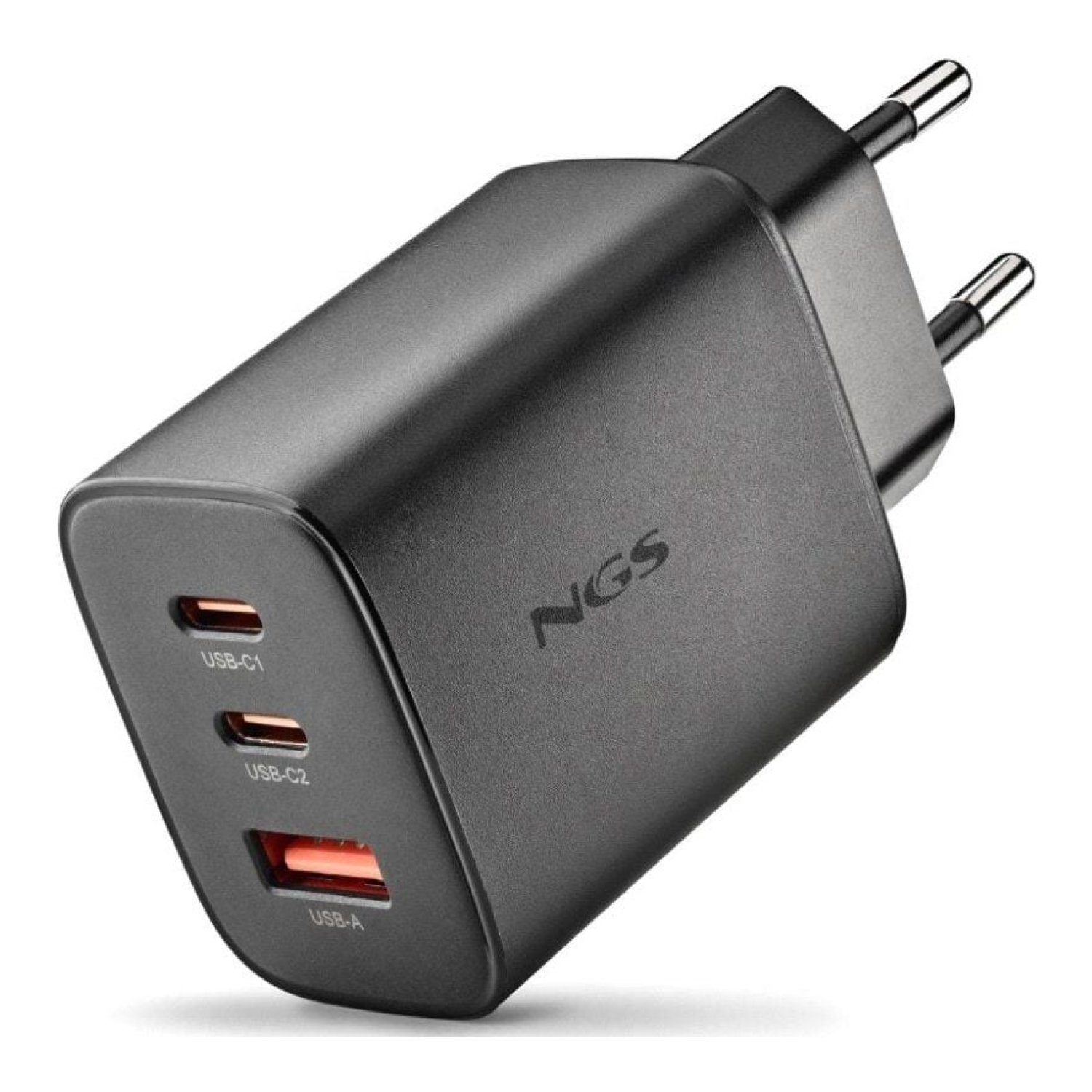 NGS Era · Cargador GaN 65W · 2xUSB-C · 1xUSB · Pared