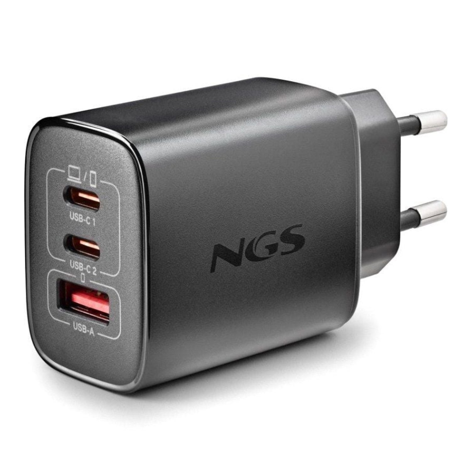NGS Era · Cargador GaN 65W · 2xUSB-C · 1xUSB · Pared