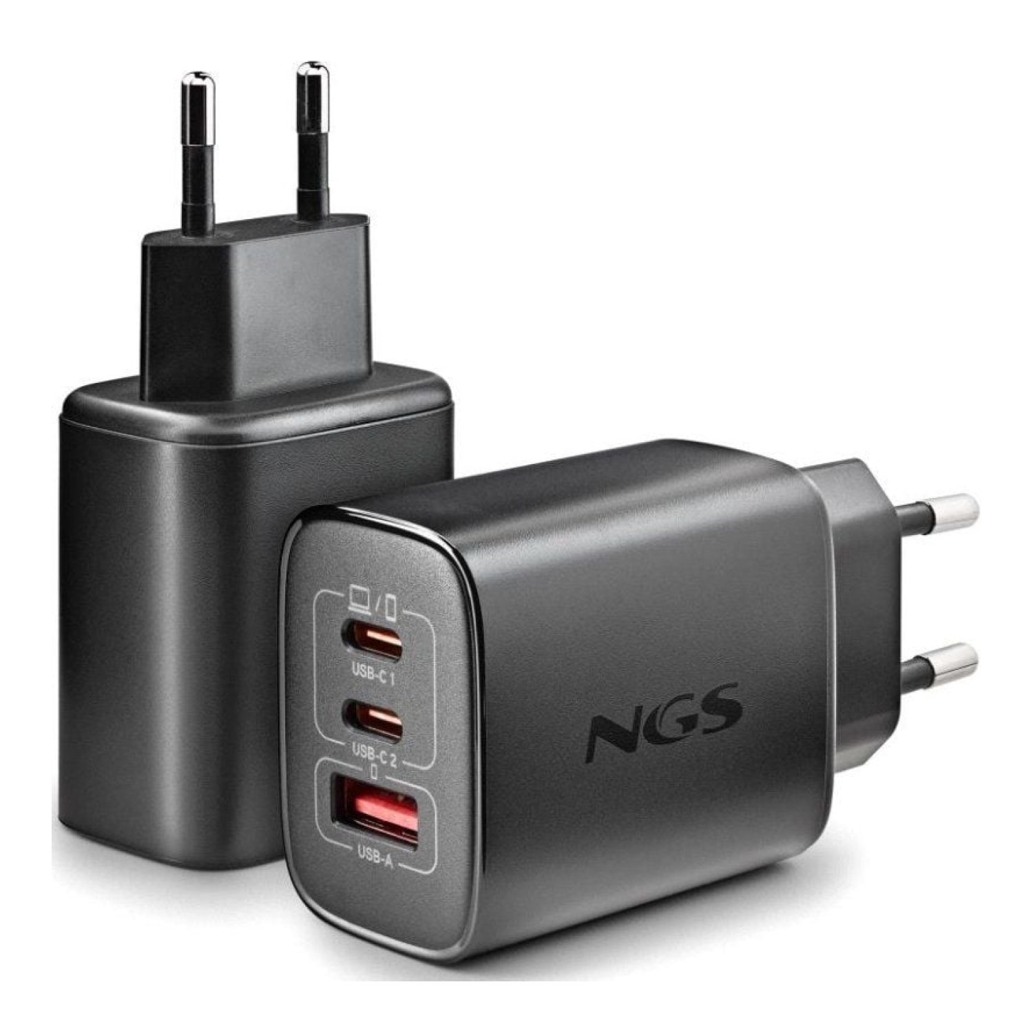 NGS Era · Cargador GaN 65W · 2xUSB-C · 1xUSB · Pared