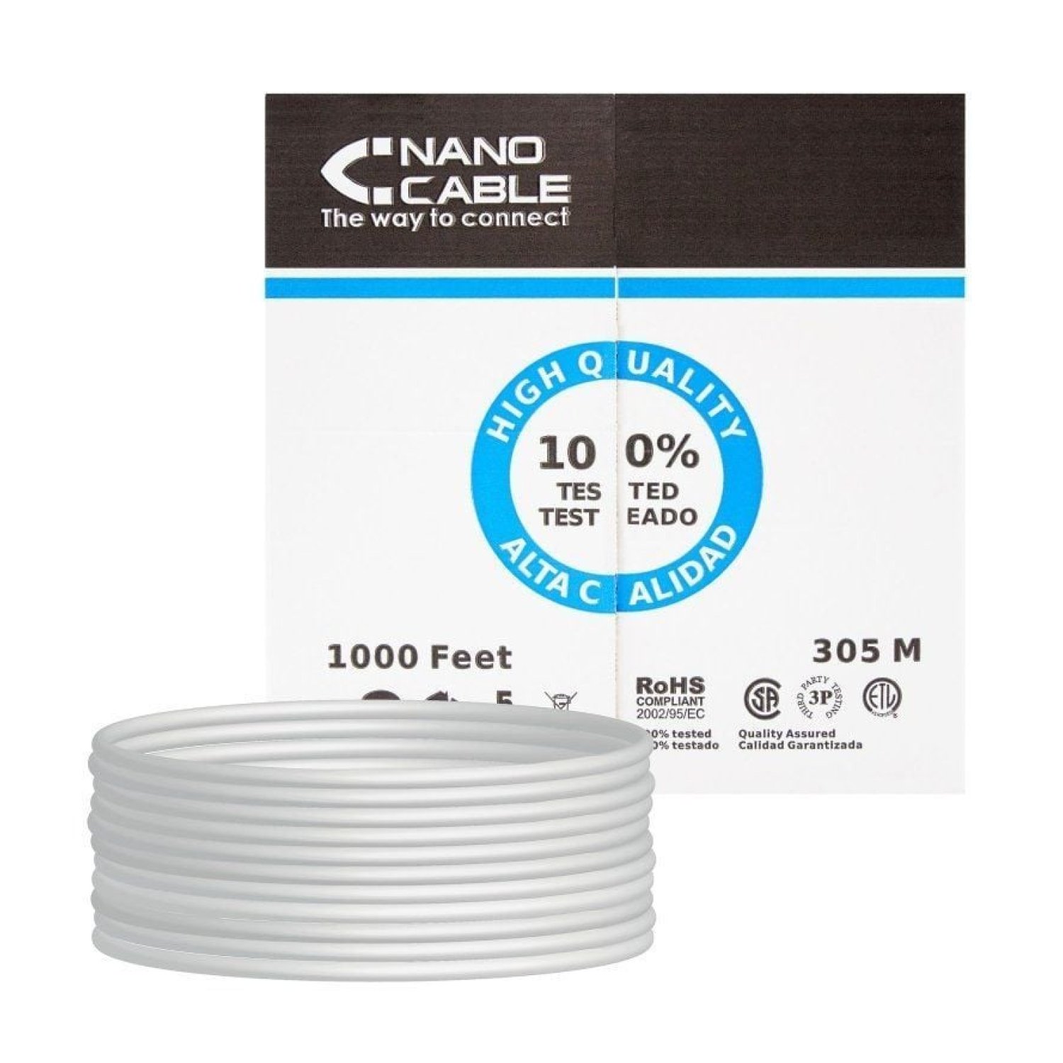 Nanocable Bobina Cable RJ45 UTP Cat.5e · 305m · Gris