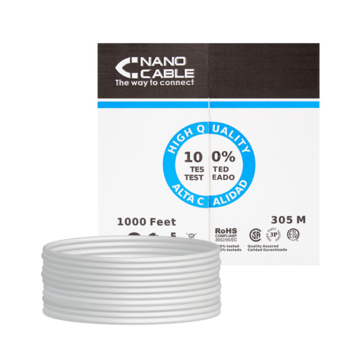 Nanocable Bobina Cable RJ45 UTP Cat.5e · 305m · Gris