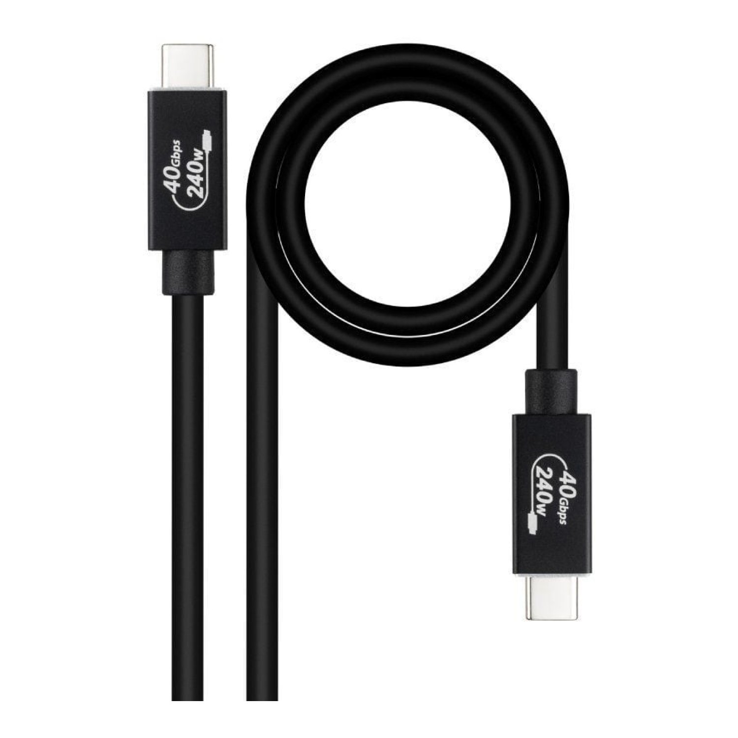 Nanocable · Cable USB 4.0 · USB Tipo-C a USB Tipo-C · 240W · 40Gbps · 1m · Negro