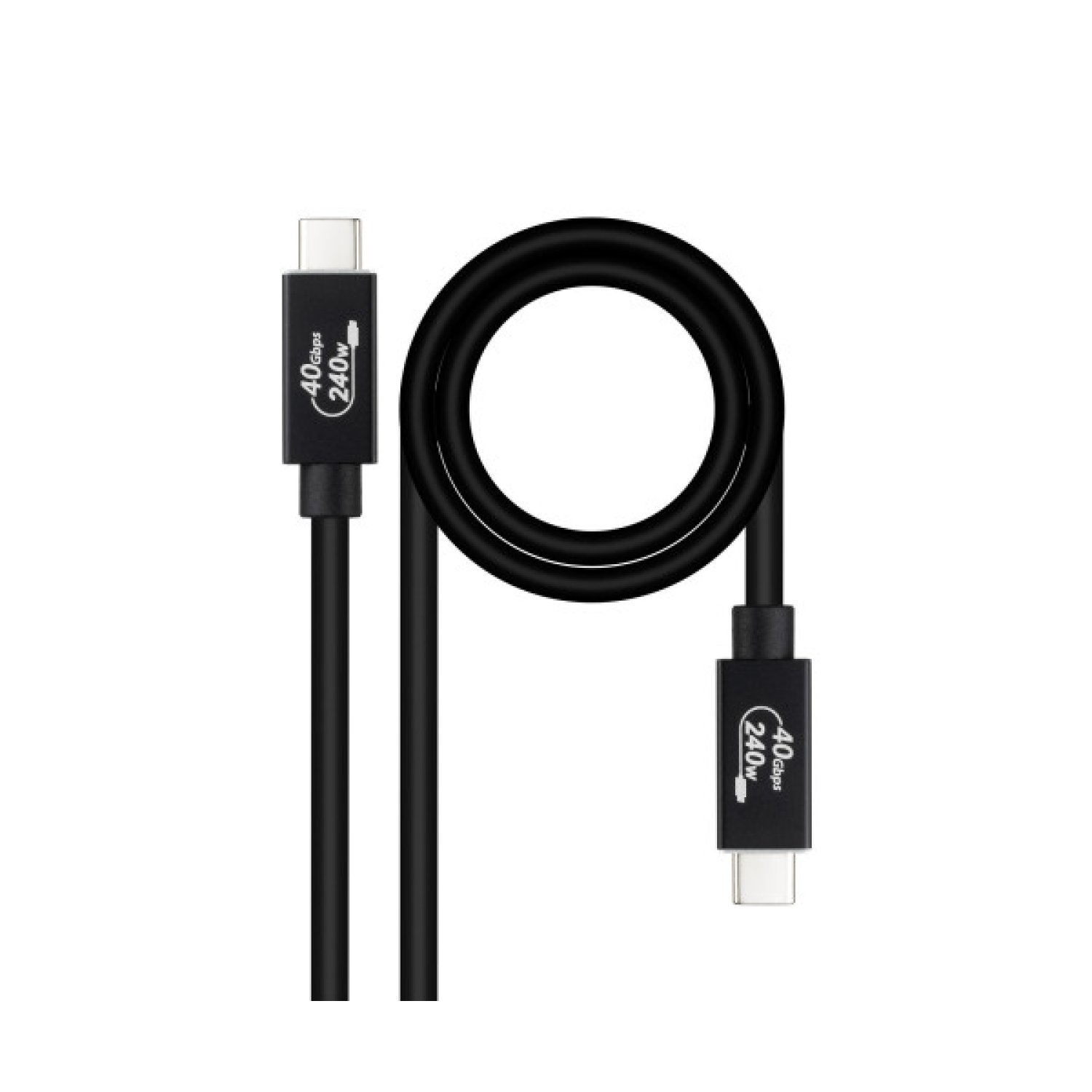 Nanocable · Cable USB 4.0 · USB Tipo-C a USB Tipo-C · 240W · 40Gbps · 1m · Negro