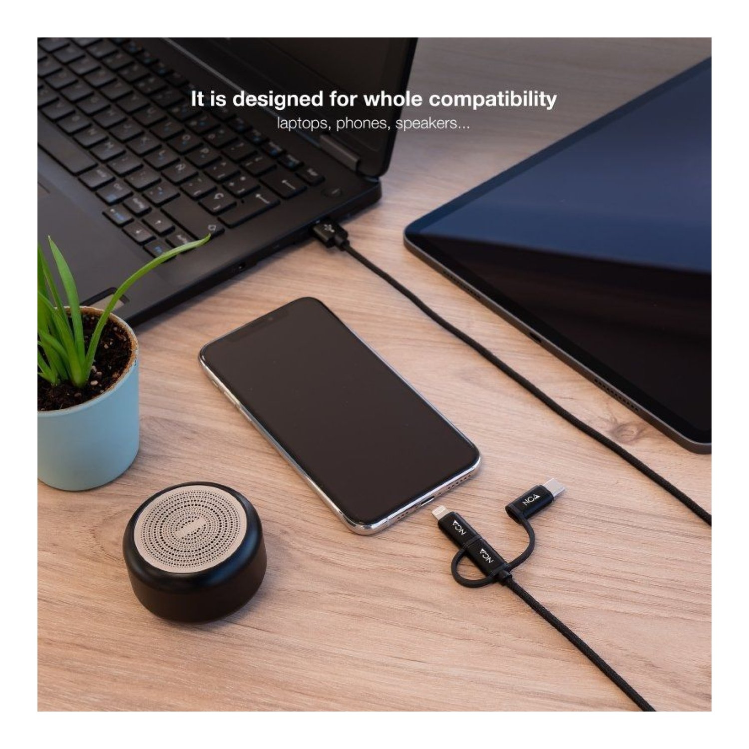 Nanocable Cable USB 2.0 · Lightning/Micro USB/USB-C · 480Mbps · 1m · Negro