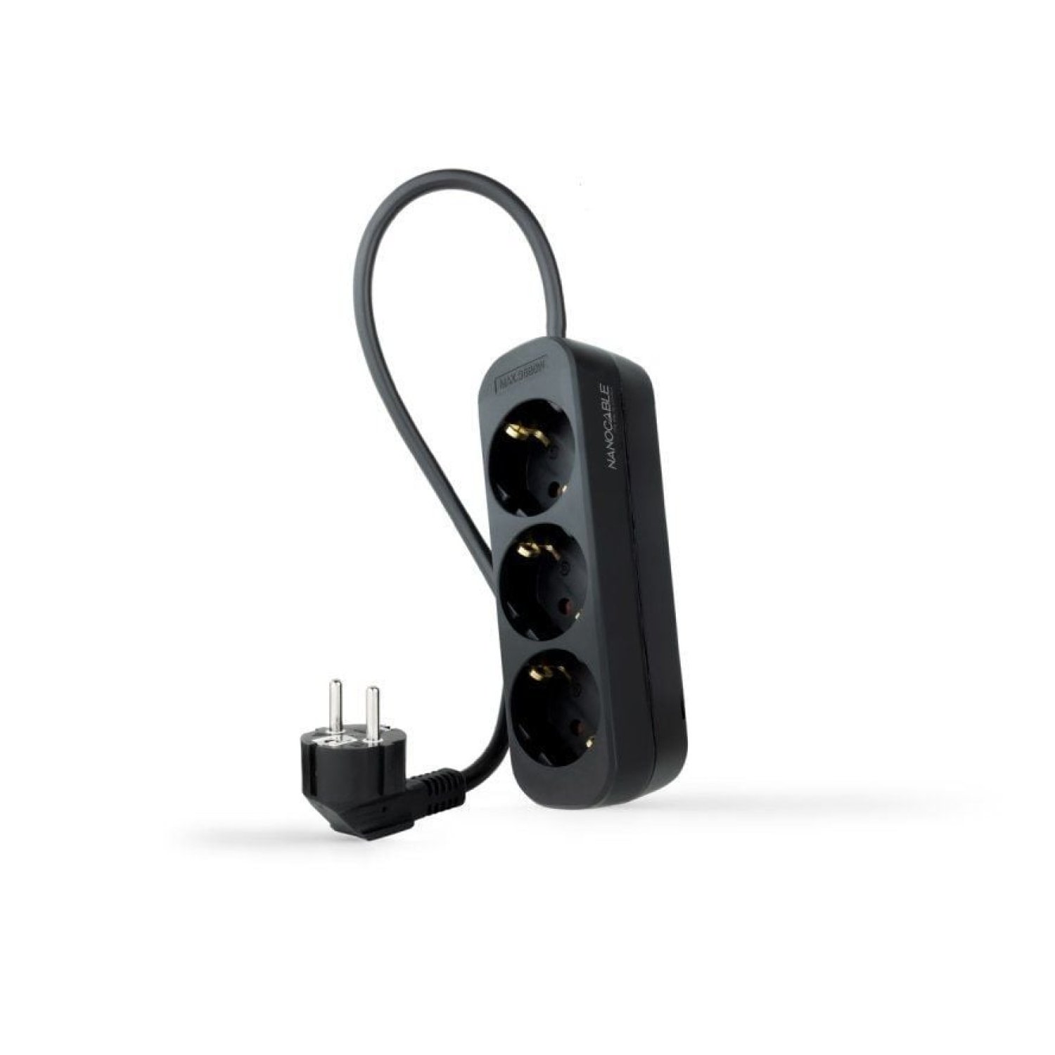 Nanocable Regleta · 3 Tomas · Cable 1,4m · Negra