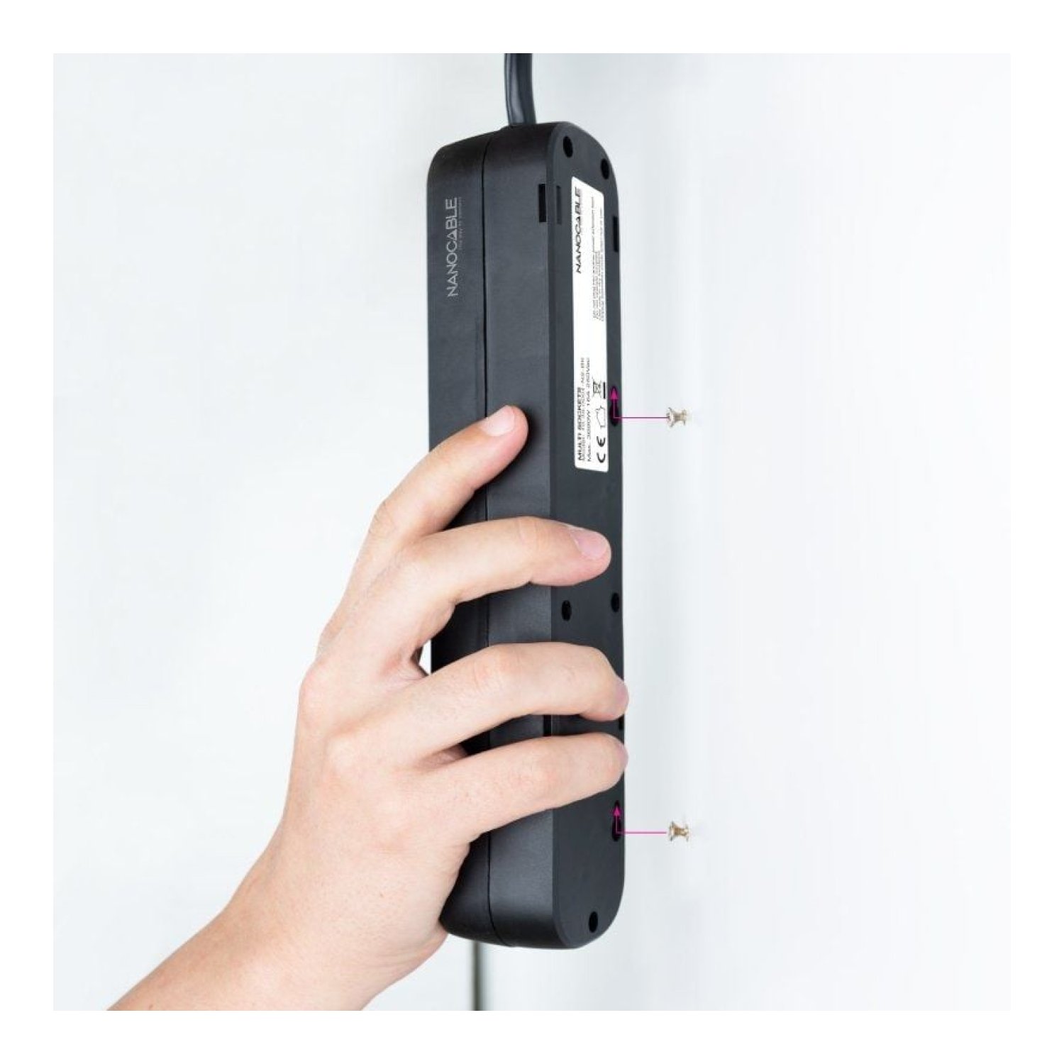 Nanocable Regleta · 3 Tomas · Cable 1,4m · Negra