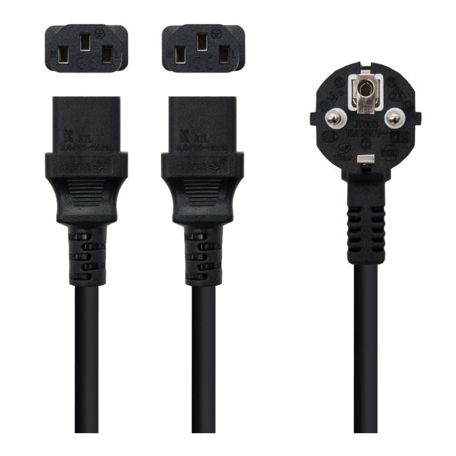 Nanocable · Cable Alimentación Schuko a 2xC13 · 3m · Negro
