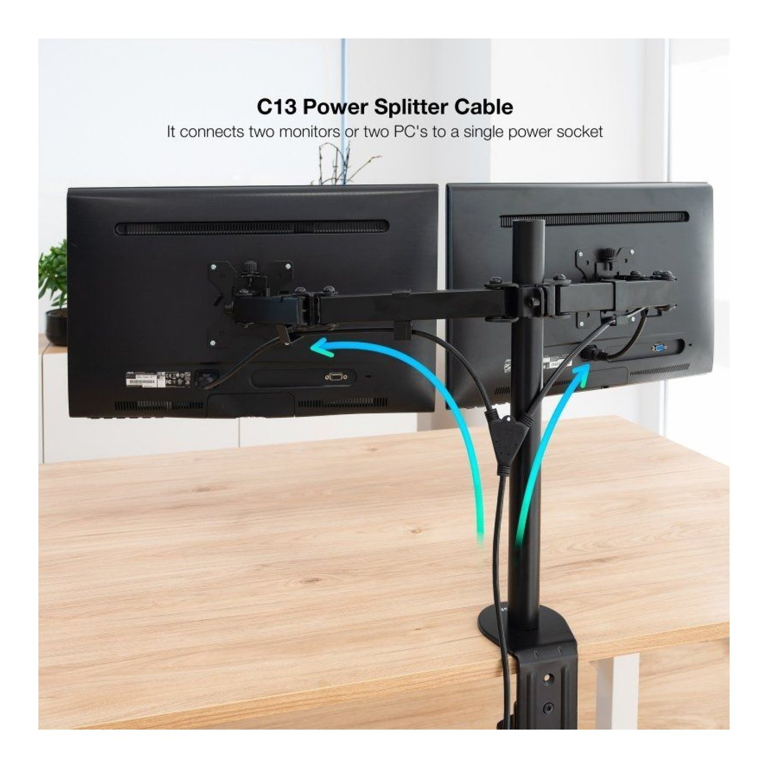 Nanocable · Cable Alimentación Schuko a 2xC13 · 3m · Negro