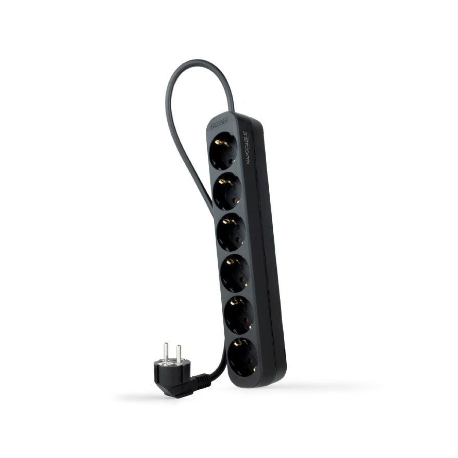 Nanocable Regleta · 6 Tomas · Cable 1,4m · Negra