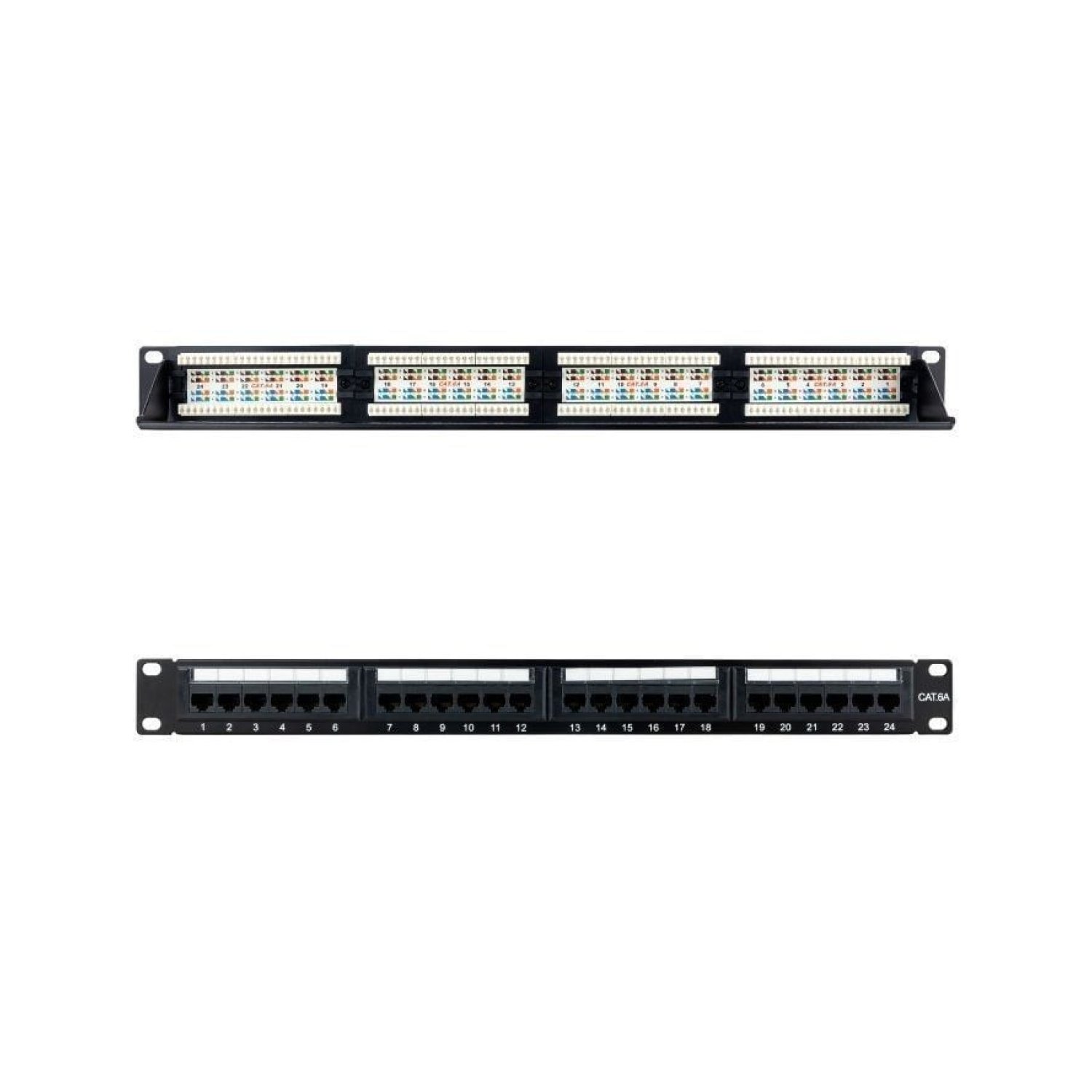 Nanocable Patch Panel · 24 Puertos Cat.6a · 1U Rack