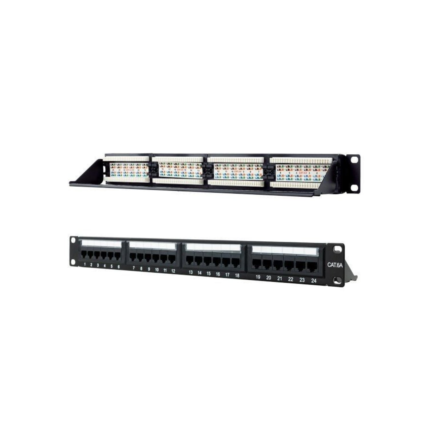 Nanocable Patch Panel · 24 Puertos Cat.6a · 1U Rack