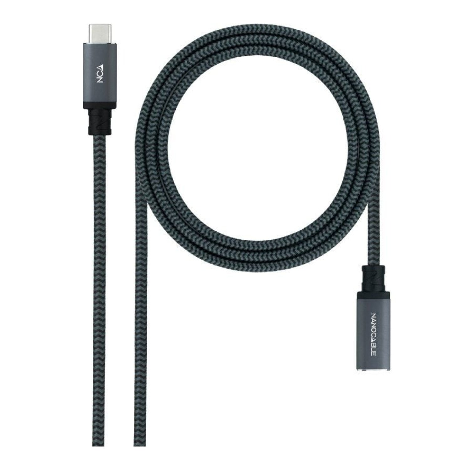 Nanocable · Cable Alargador USB-C 3.2 · 1m · USB-C Macho a Hembra · Negro
