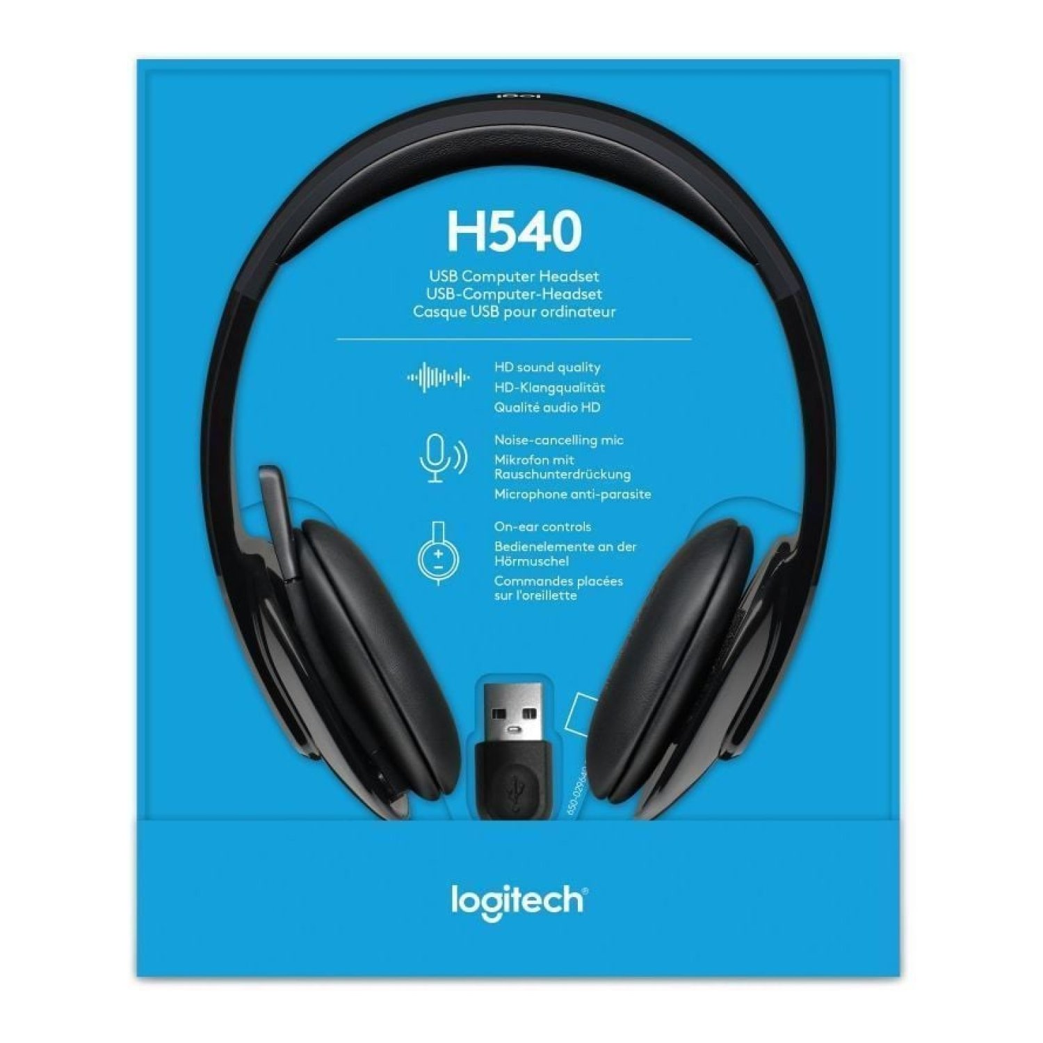 Logitech H540 · Auriculares con Micrófono · USB · Negros