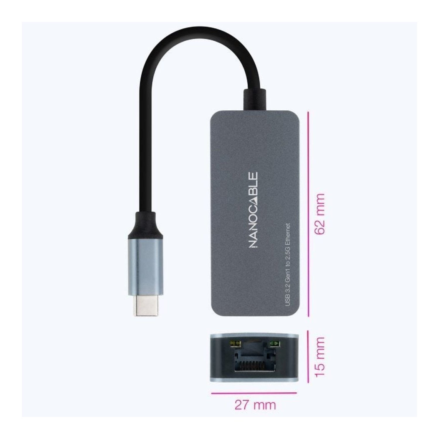 Nanocable · Adaptador USB Tipo-C RJ45 · 2500 Mbps