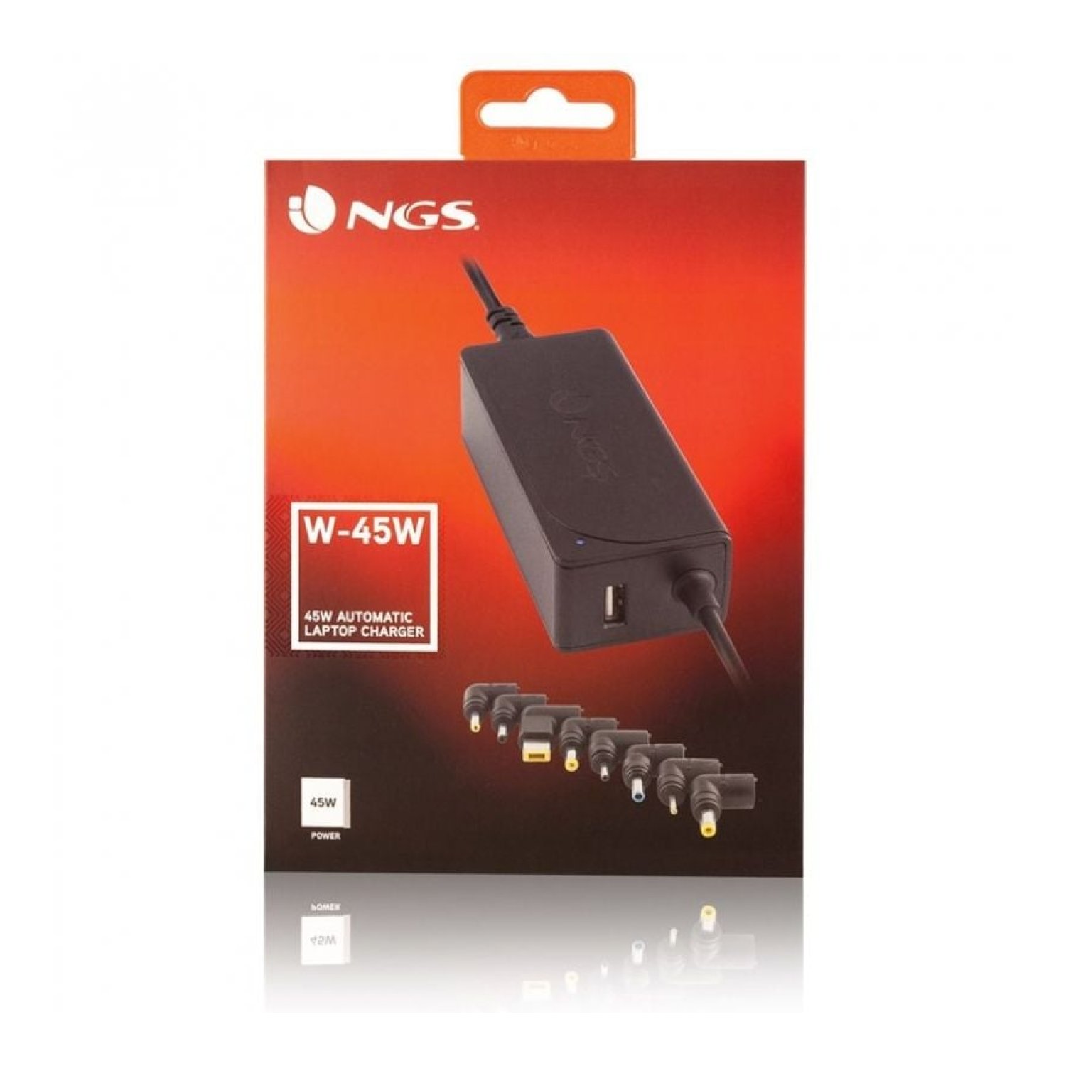 NGS Cargador Universal · 45W · USB · 8 Conectores · 19-20V Automático