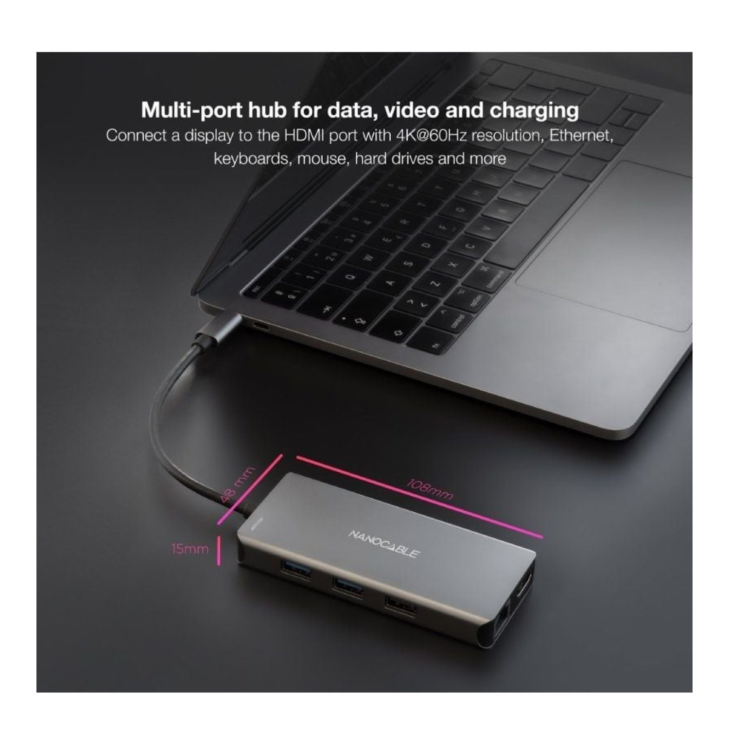 Nanocable Docking USB-C · 3xUSB · 2xHDMI 4K · RJ45 · Lector Tarjetas · PD 100W